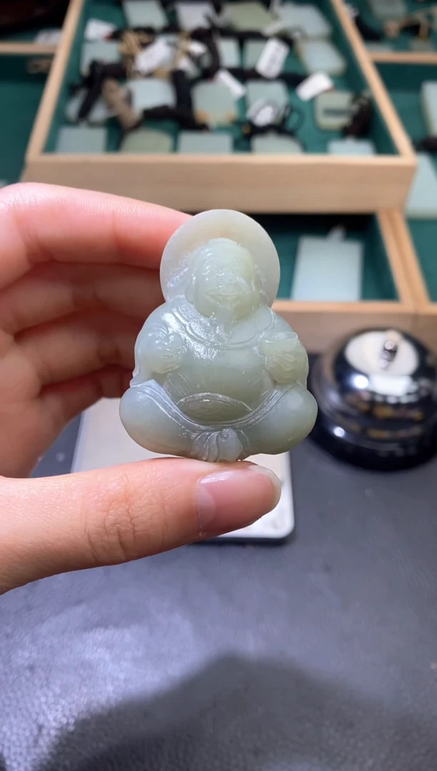 定制和田玉且末料财神吊坠