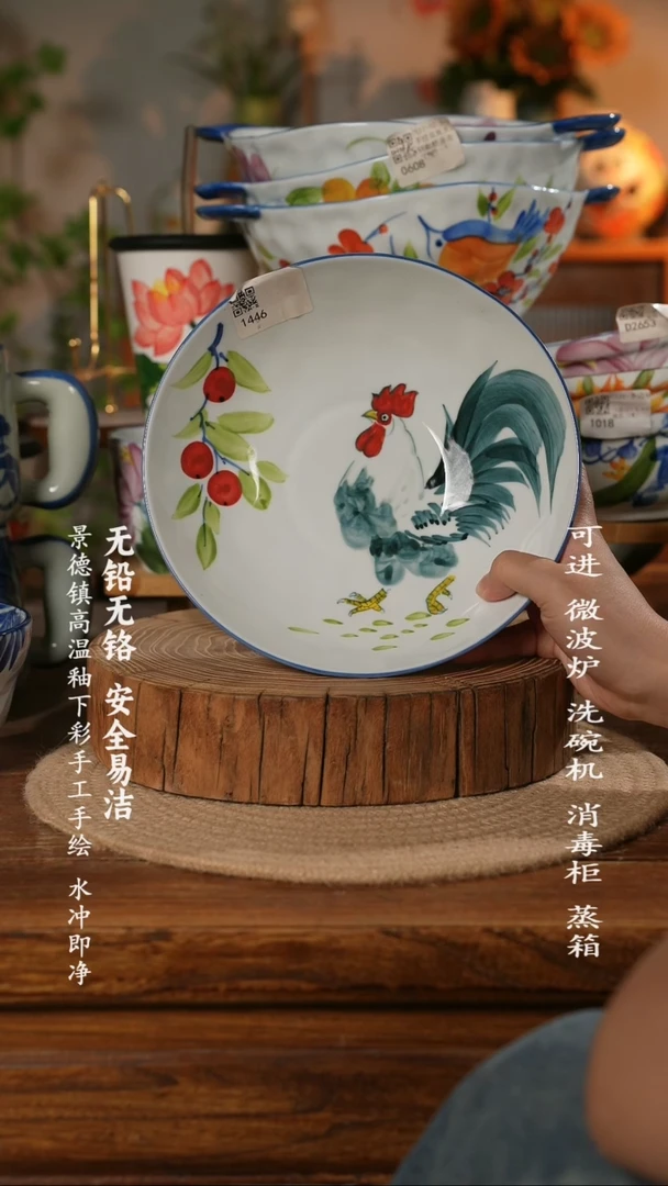 瓷景德镇高温瓷釉下彩手绘陶瓷