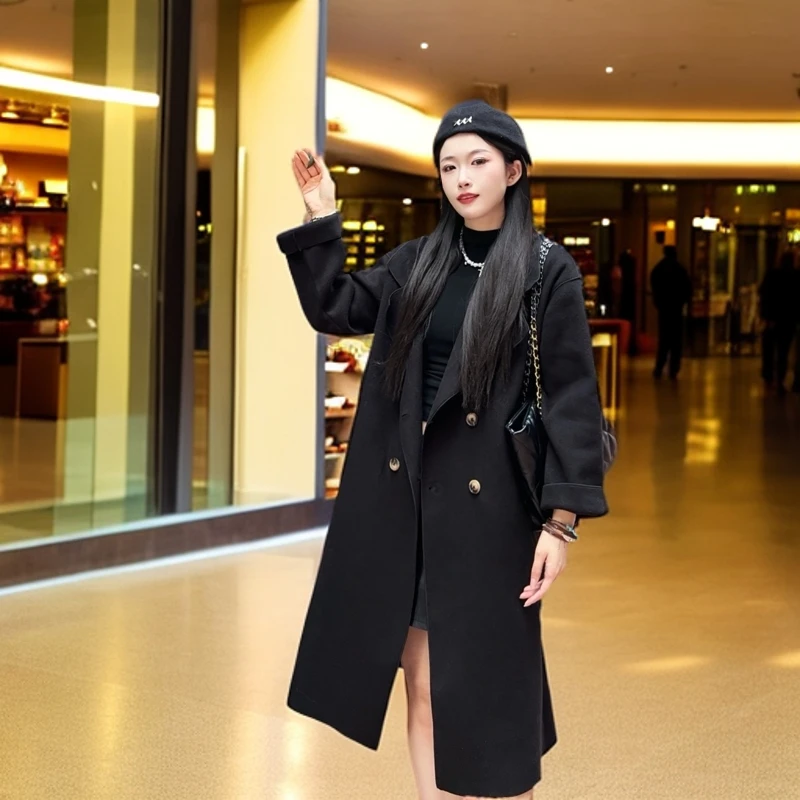 2025春秋爆款百搭大衣；双面呢羊毛呢外套大衣宽松加厚外套