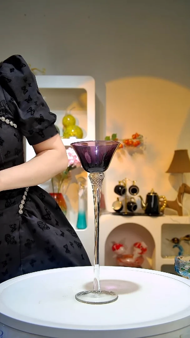 水晶玻璃1只紫色烛台