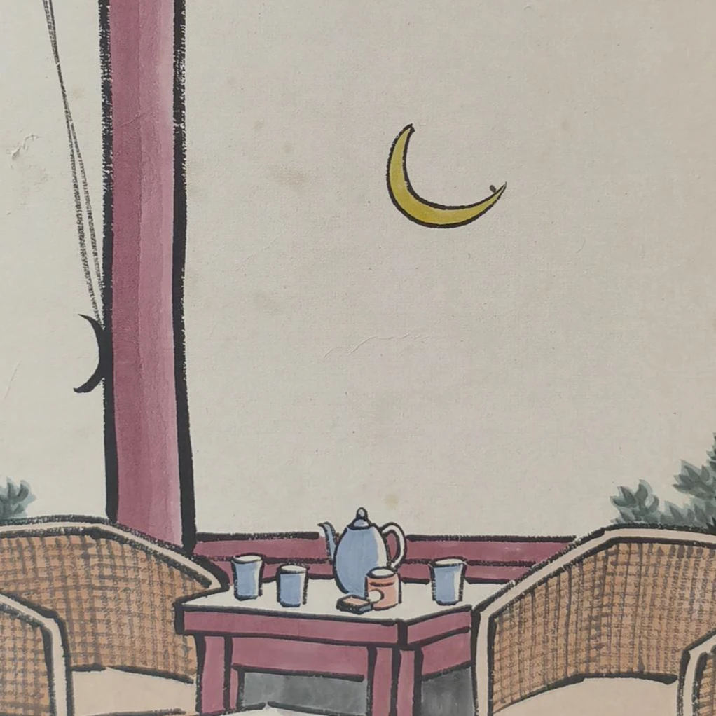 【辽拍】V250709-2-542《家居画》（0.5平尺）纸本镜框  ws18