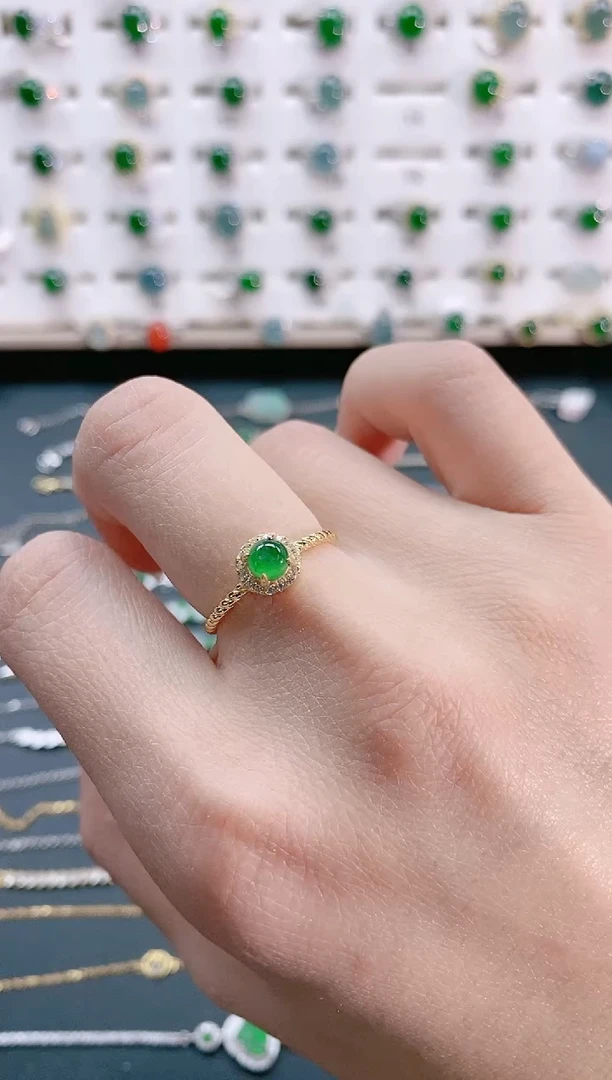 【闪购商品】翡翠戒指银S925镶嵌天然翡翠