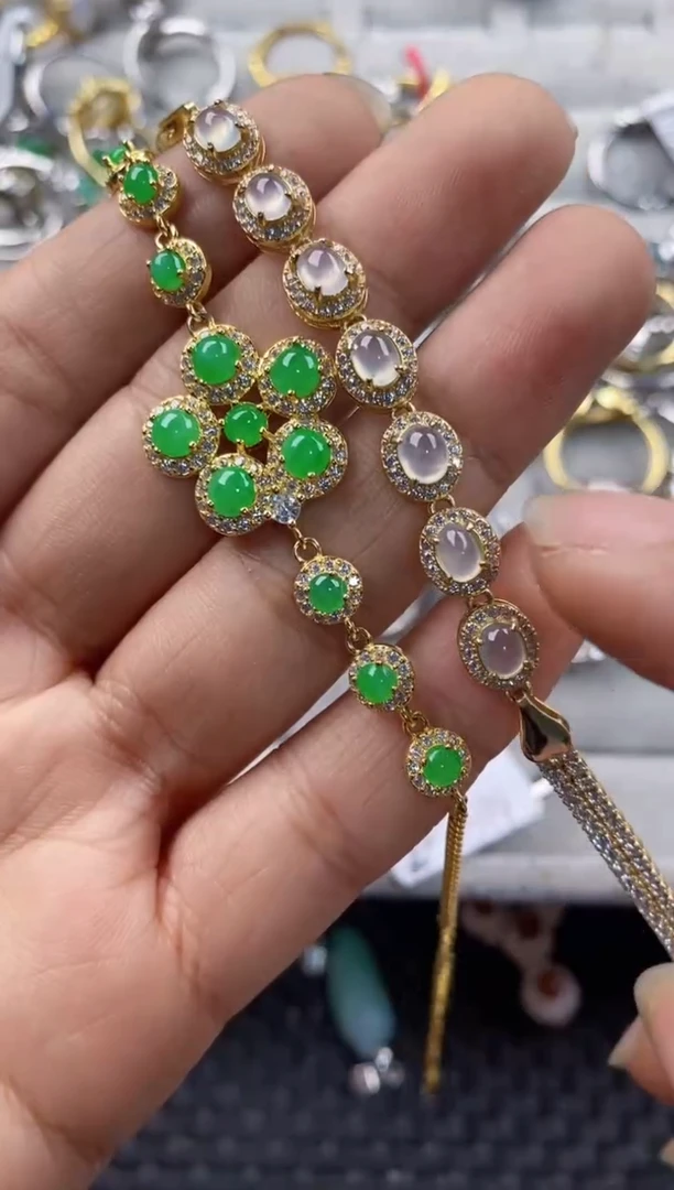 银S925镶嵌戒指翡翠666---9