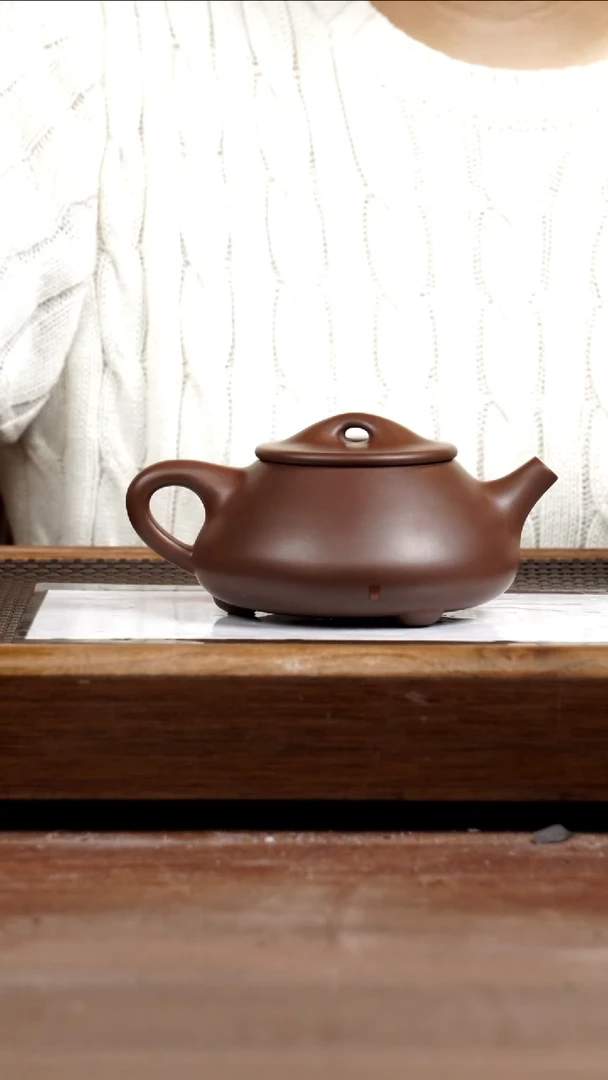 茶壶紫砂80年代一厂老紫泥石瓢300CC