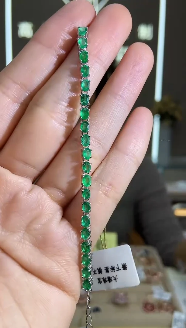 【闪购商品】祖母绿手链银S925镶嵌手链