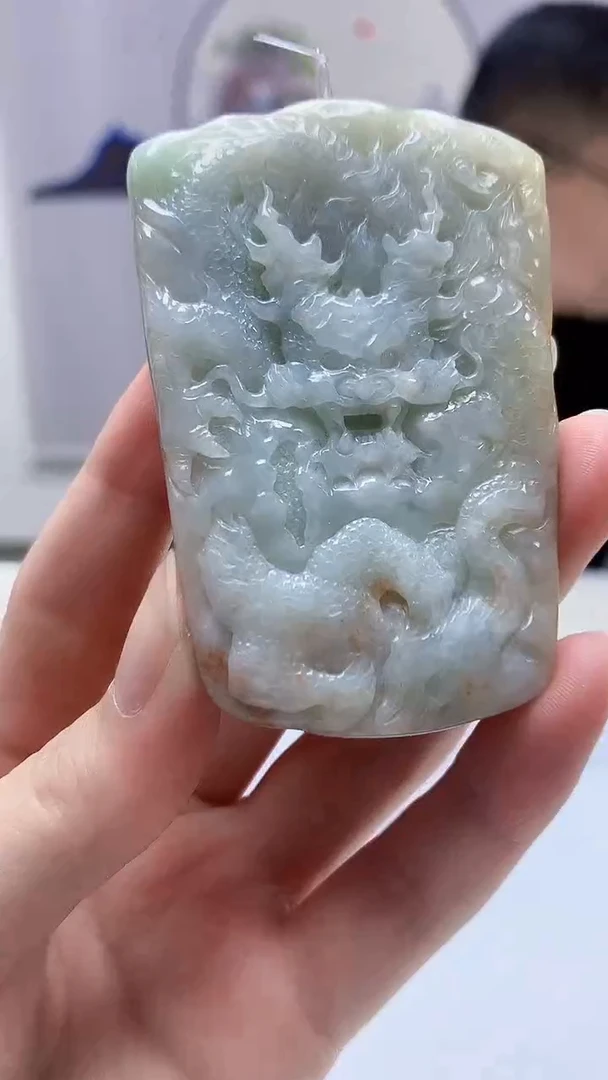 【闪购商品】定制翡翠未镶嵌5152zm-毛货挂件140龙牌
