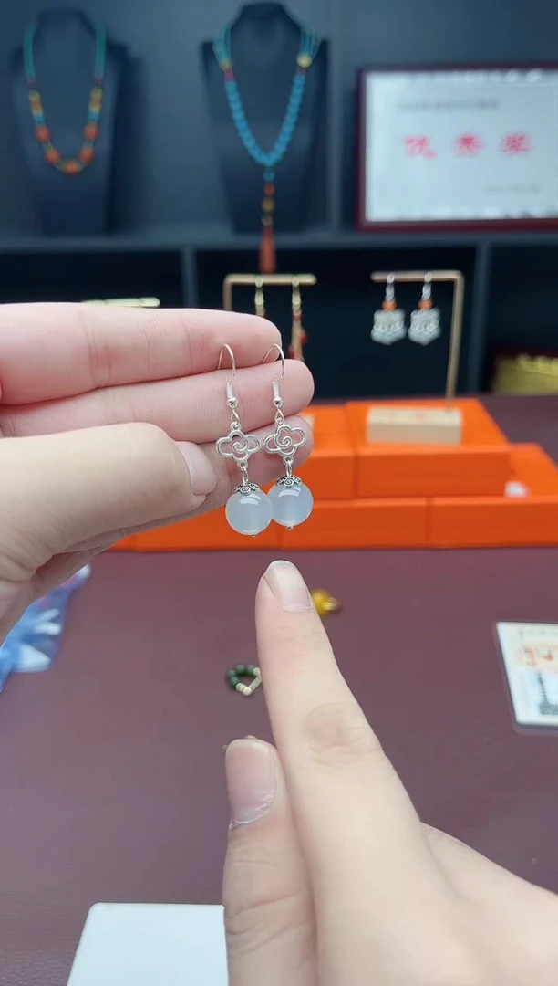 银S925镶嵌耳饰玛瑙/玉髓101