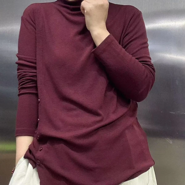 侧纽扣打底百搭卫衣03951