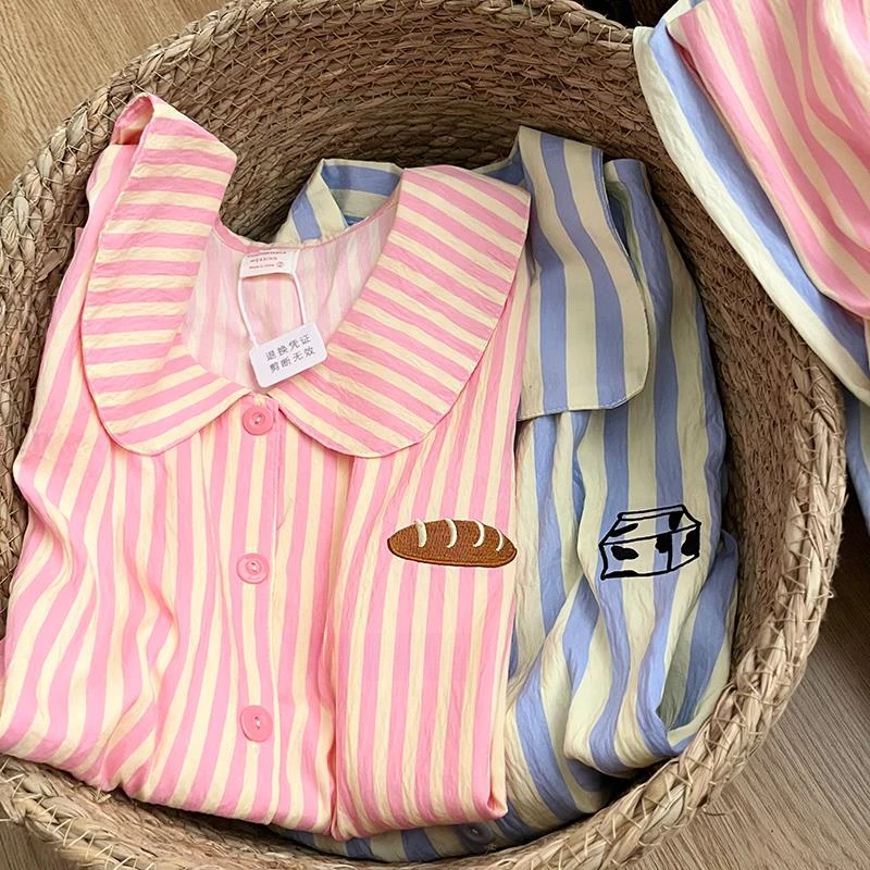 韩国ins牛奶面包情侣睡衣夏季短袖短裤男女新款云朵棉薄款两件套