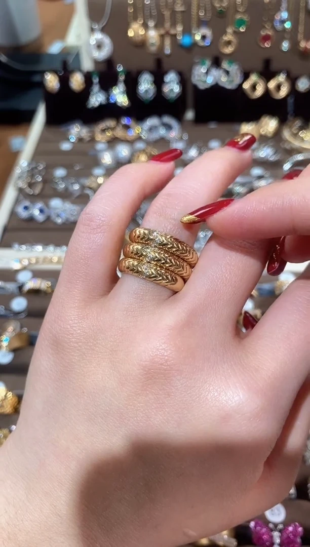 【闪购商品】钻石戒指/指环18K金镶嵌18K金钻石多圈蛇戒14