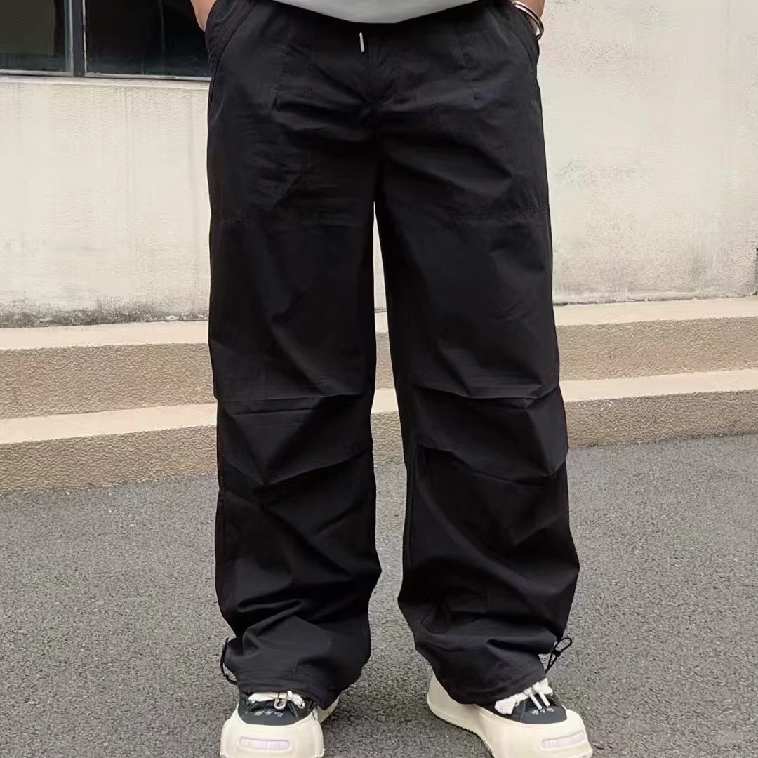 2025春季新款日系复古休闲裤男痞帅伞兵裤宽松阔腿裤直筒长裤男潮