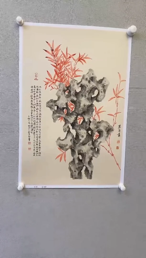 国画y天津人美-张丽萍大红袍太湖石2.7平尺