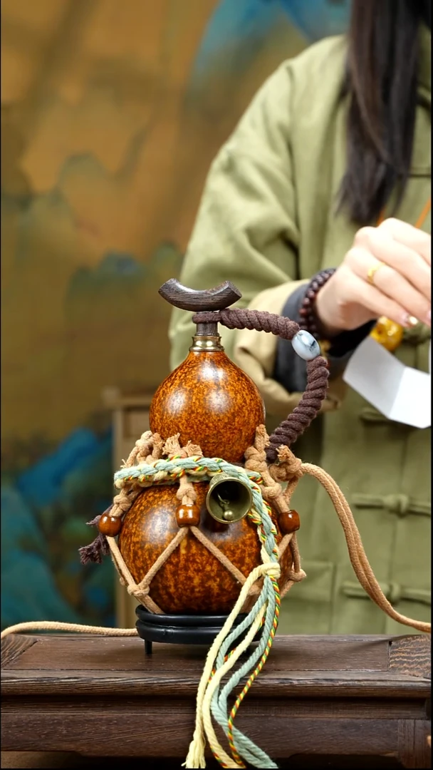 YR037复古网兜款天然酒葫芦（一物一拍）