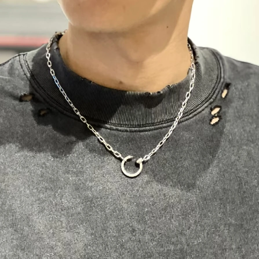 钛钢项链 男士项链高级感小众百搭锁骨链ins风欧美钉子男生项链