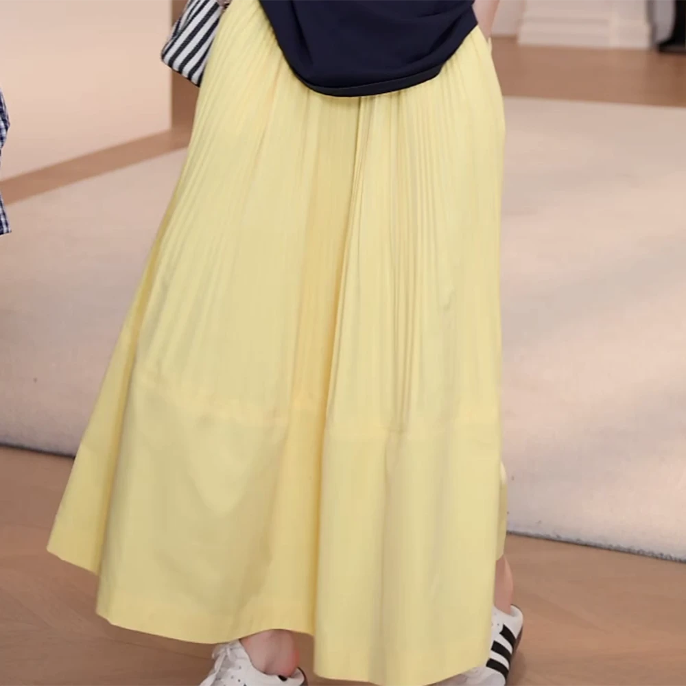 【南法日记】2025夏季新款显瘦气质松紧腰头压褶多巴胺半身裙