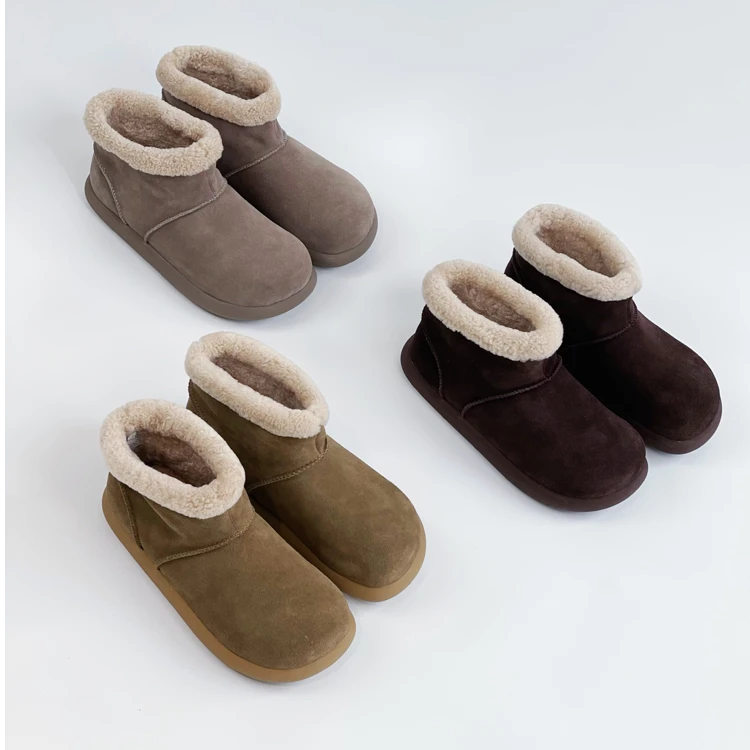 时尚皮毛一体大土豆雪地靴休闲风短筒保暖雪地靴软底时尚韩版