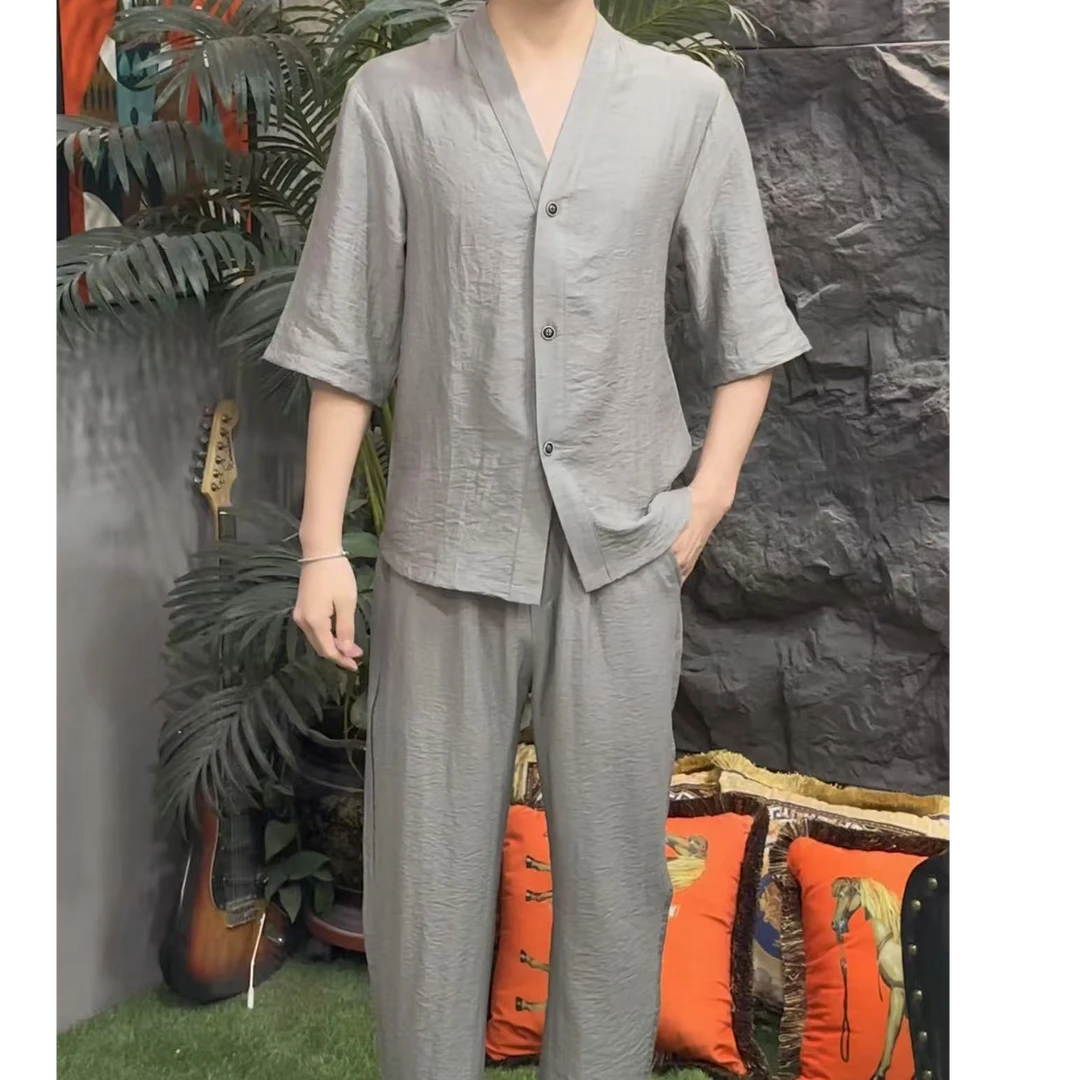 88220 768男士新款时尚休闲T恤长裤套装