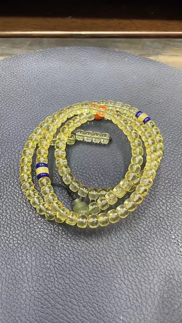 裸石琥珀未镶嵌金珀直切108卡7佛珠假一赔十