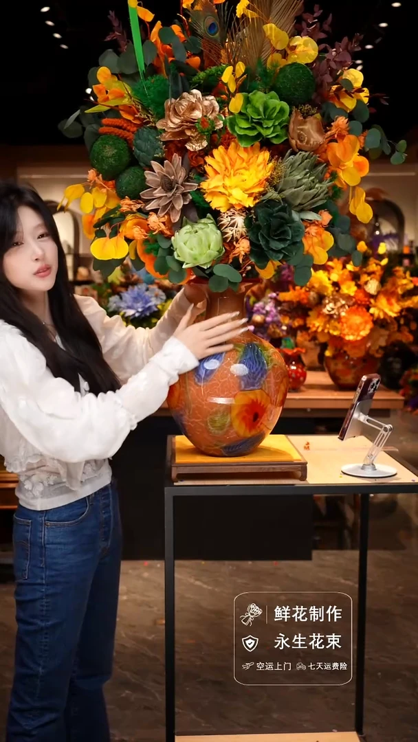 手工艺品琉璃手工花器花束空运包邮送货上门-以图片为准