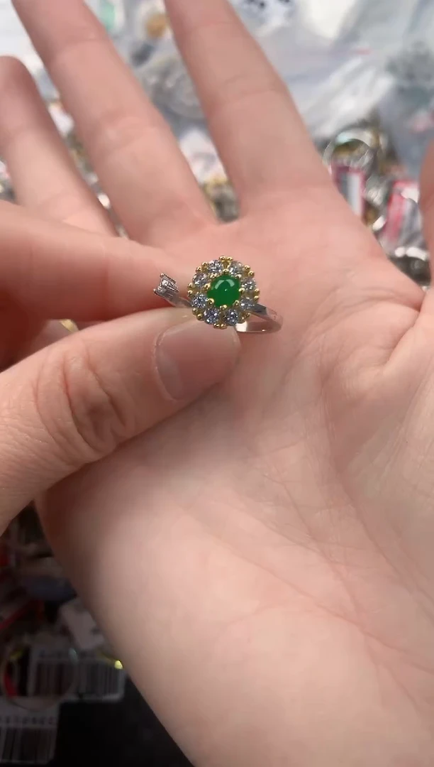 银S925镶嵌戒指翡翠111  8