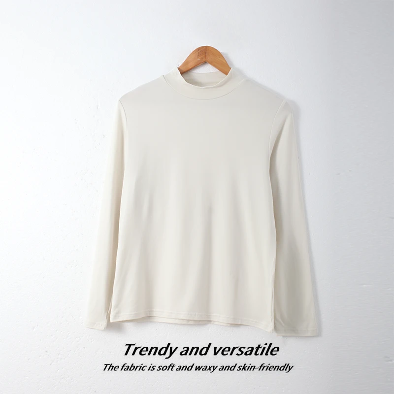 春季新款女士长袖小立领T恤打底衫保暖舒适00795休闲柔软透气