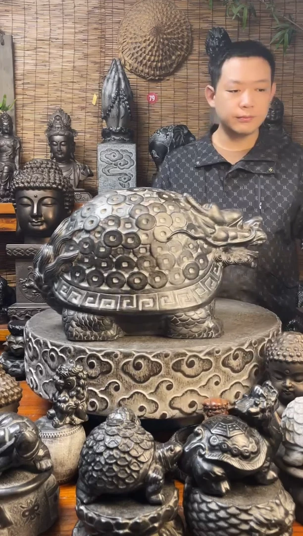 石材50金钱龙龟天然青石雕刻