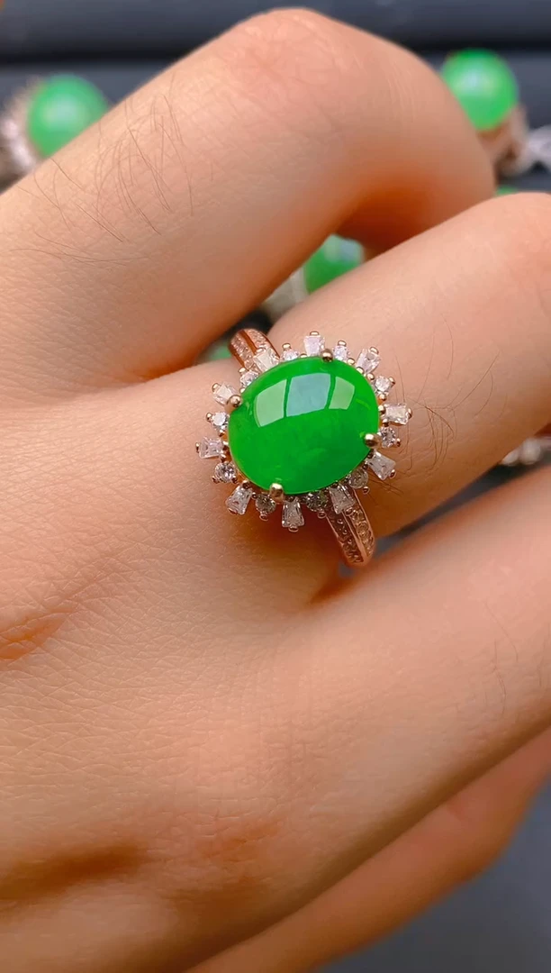 【闪购商品】翡翠戒指银S925镶嵌天然A货翡翠1