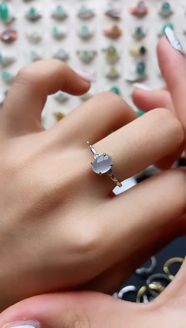 【闪购商品】翡翠戒指银S925镶嵌缅甸翡翠