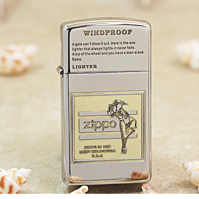 ZIPPO/之宝打火机纤巧窄机1610精雕风中女郎风(小风女)XBL-DYJ1