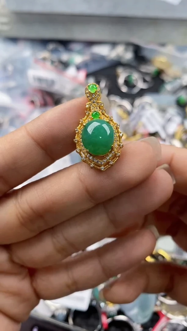 银S925镶嵌戒指翡翠888---8