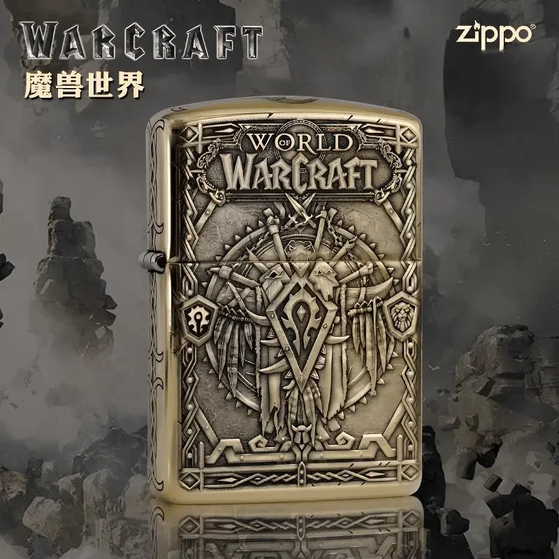 ZIPPO打火机蚊版魔兽世界-五面黄铜盔甲正品防风打火机男士礼物