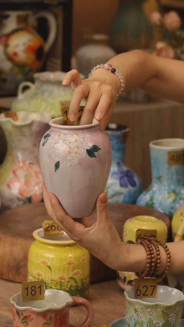 陶瓷172景德镇设计师手作花器摆件侘寂风
