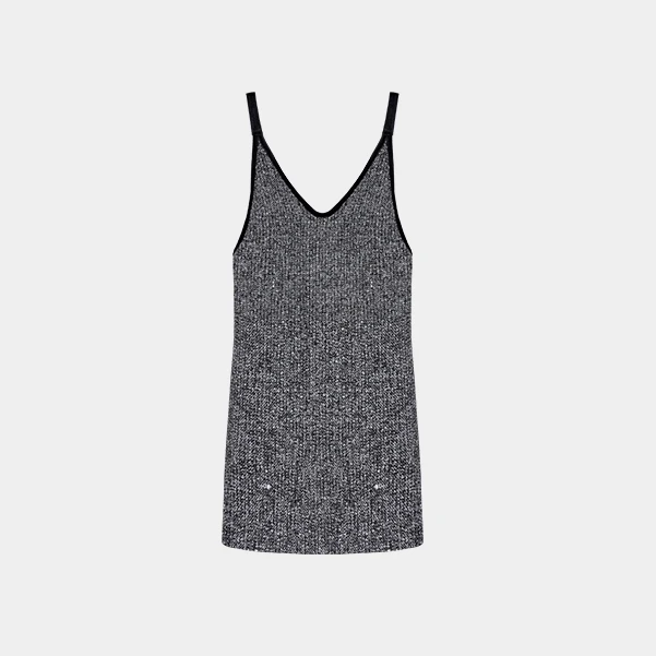 【风华】长款 混纺V领法式叠穿吊带裙BN8153-S4