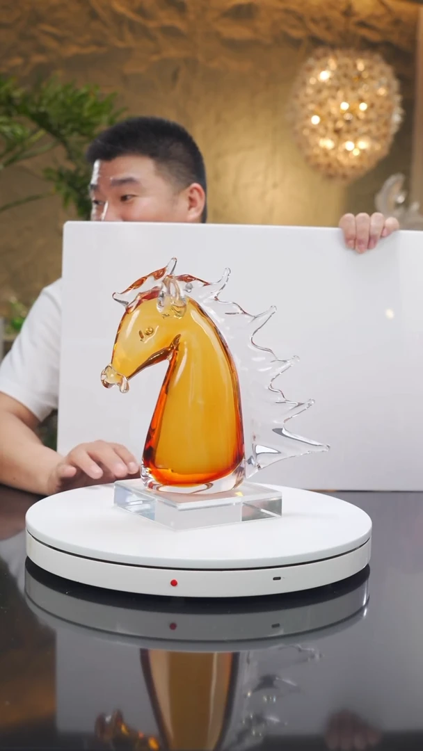 琉璃手工艺品福利琥珀马头摆件