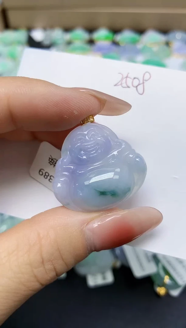 翡翠18K金镶嵌颈饰 天然缅甸翡翠A货