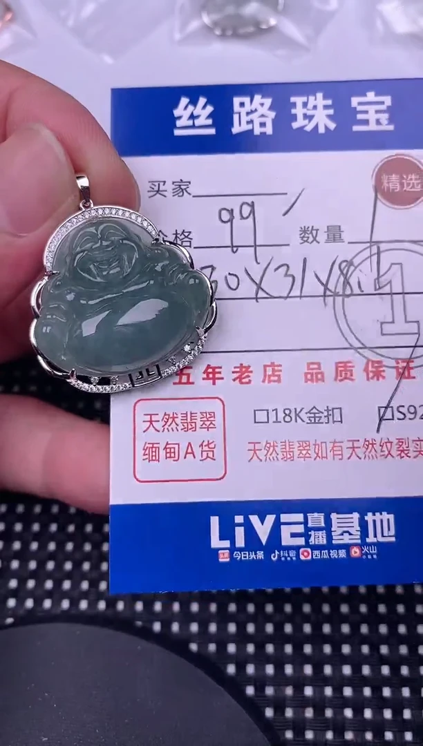 翡翠银S925镶嵌颈饰挂件