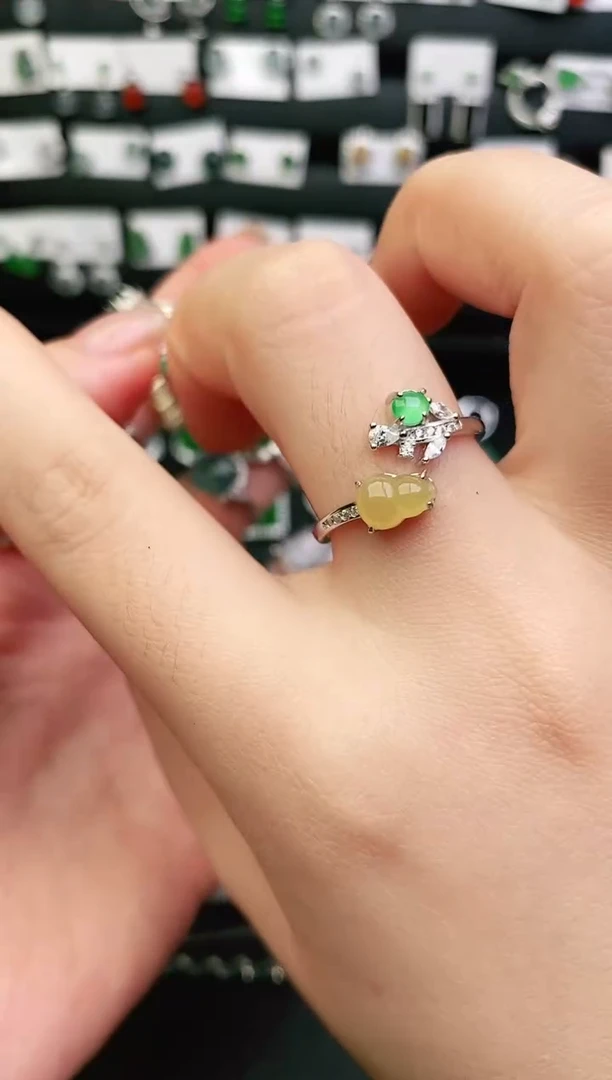 银S925镶嵌戒指翡翠0