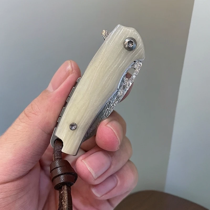 简师傅小雏鹰大马士革牛骨折叠小刀口袋刀