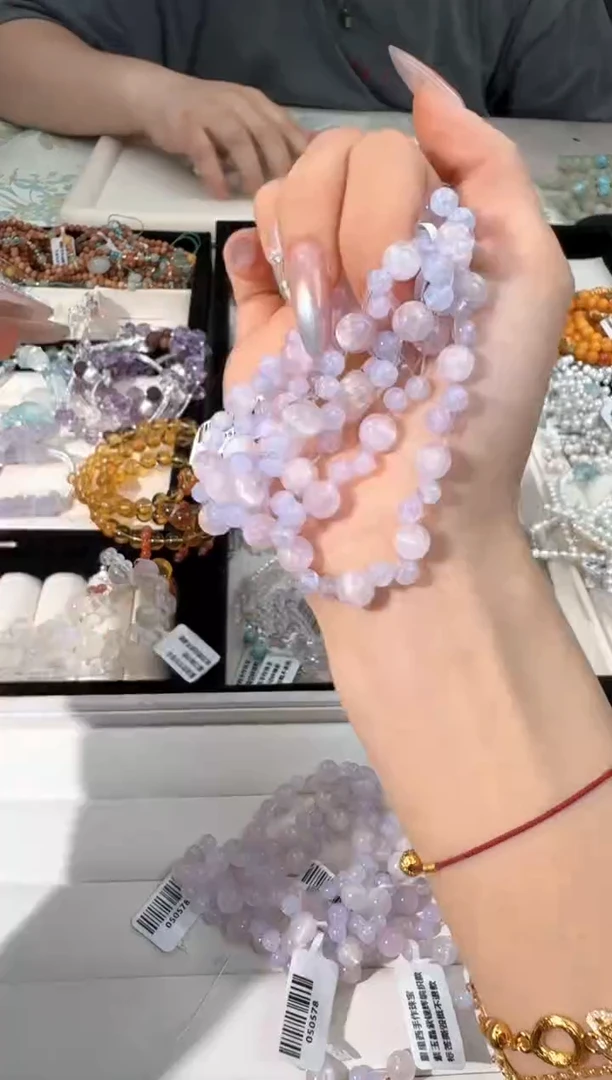 水晶手链未镶嵌M023拉丝紫锂编织款