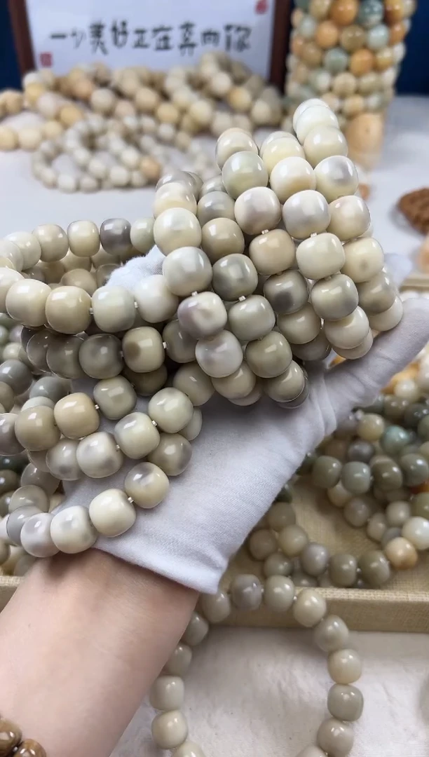 【闪购商品】菩提根/象牙果吊坠14＋花皮奶蓝单圈0532