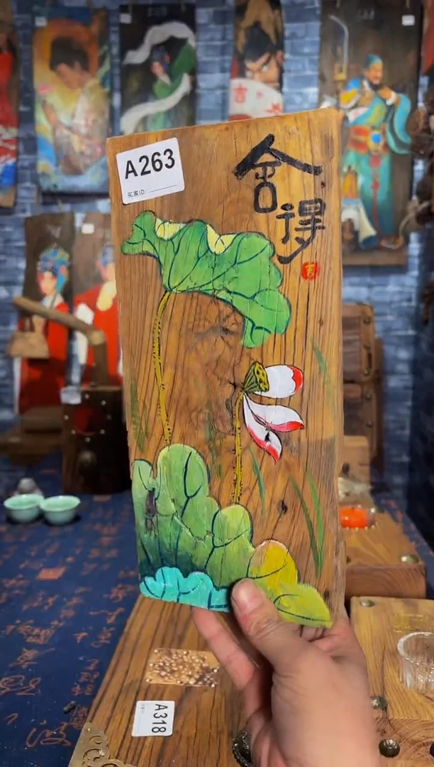 风化老门板丙烯画