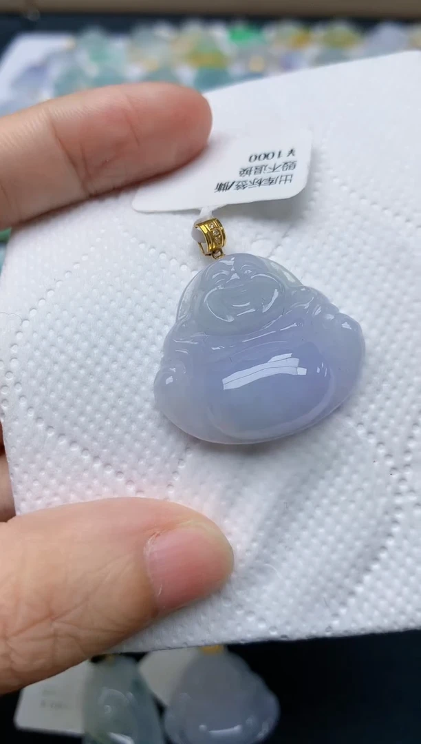 翡翠18K金镶嵌颈饰天然缅甸A货翡翠