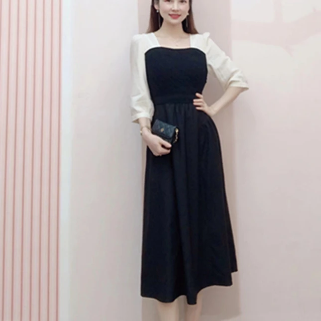 803/D2清春秋甜美显瘦中长连衣裙
