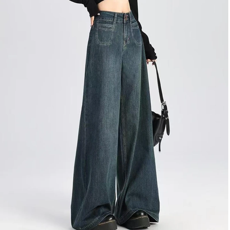 牛仔裤直筒牛仔显瘦高腰休闲百搭设计感复古宽松直筒牛仔显瘦高腰