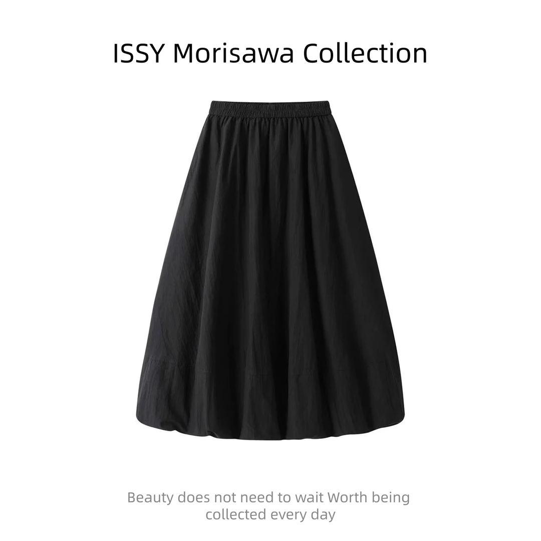 【素色漫舞】ISSY M&C 高腰花苞女简约松紧腰中长款半裙.K50818b