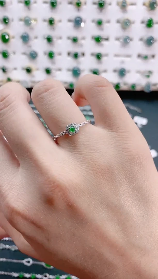 【闪购商品】翡翠戒指银S925镶嵌天然翡翠