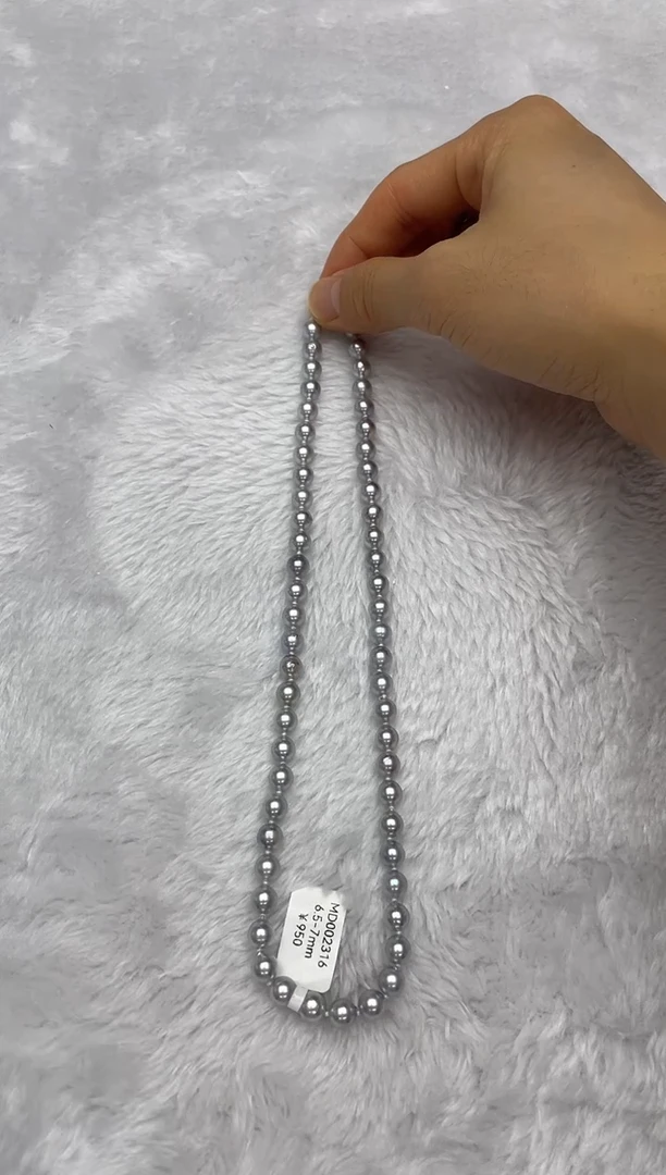 项链银S925镶嵌海水珍珠AK真多麻6.5-7mm