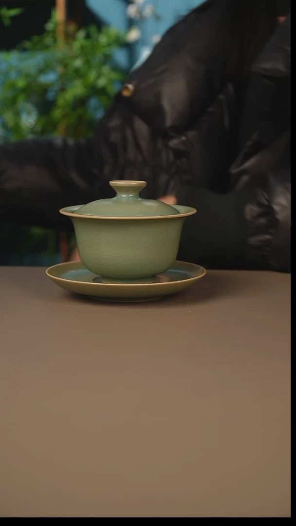仿古柴烧元宝盖碗