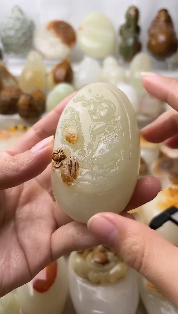 石材古青石棉纹正常不退换荷花鱼