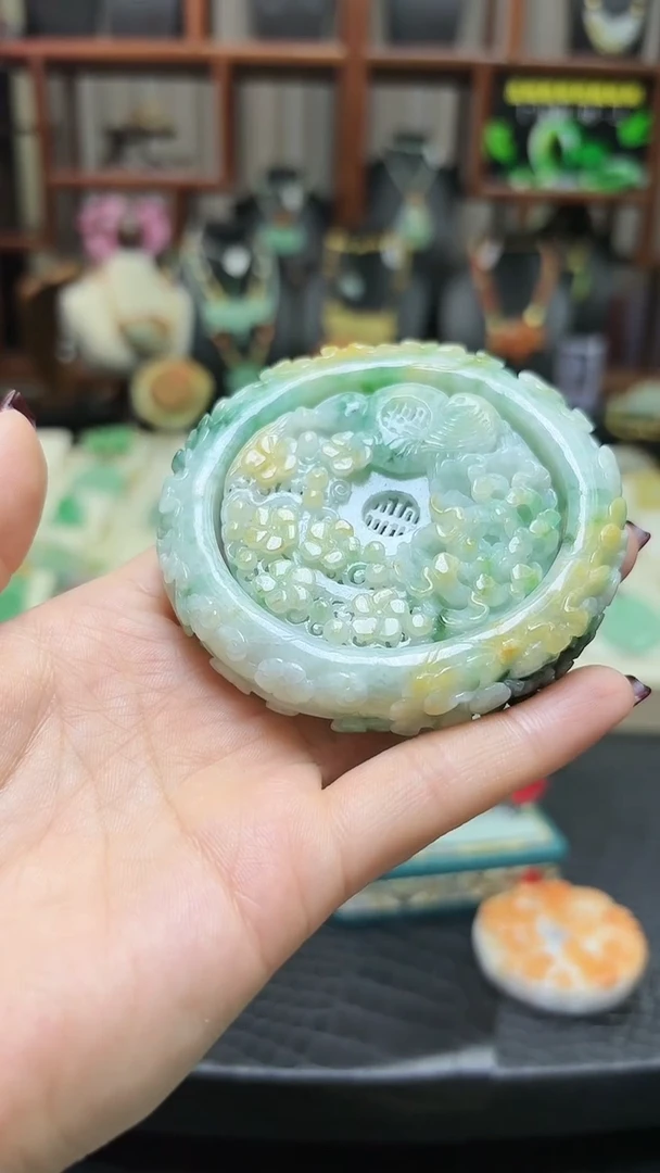 【闪购商品】翡翠手镯未镶嵌特色黄加绿套镯